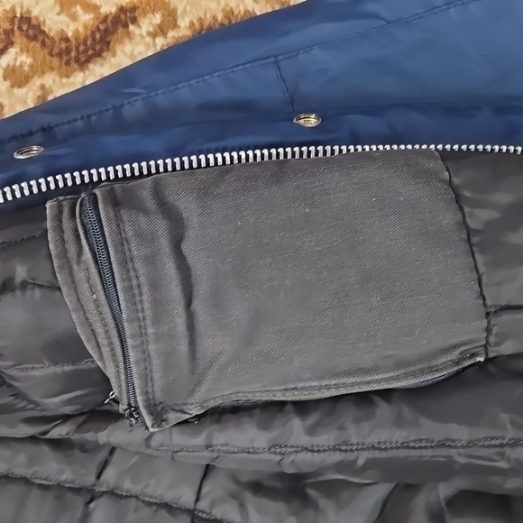 80s 90s Navy Blue Windbreaker Pacific Northern Railway Faux Fur 1980 1990 Retro - Picture 15 of 16